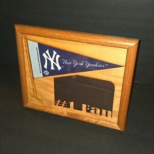 NEW YORK YANKEES MLB BASEBALL PENNANT #1 FAN LAZER ENGRAVED WOOD PICTURE FRAME